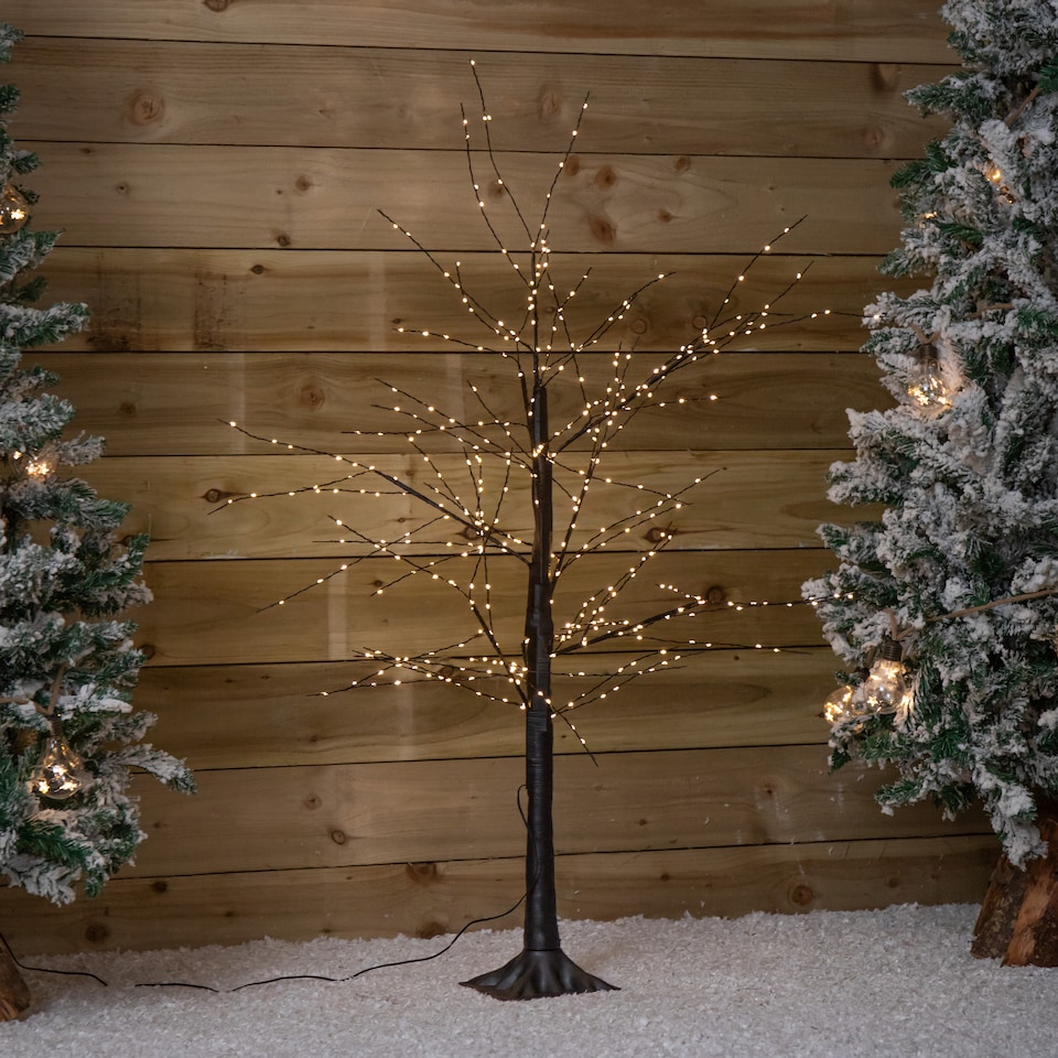 image 1 of 4ft (1.2m) Tall Light up Black Micro Dot Christmas Tree with 400 Warm White LEDs and Remote Control