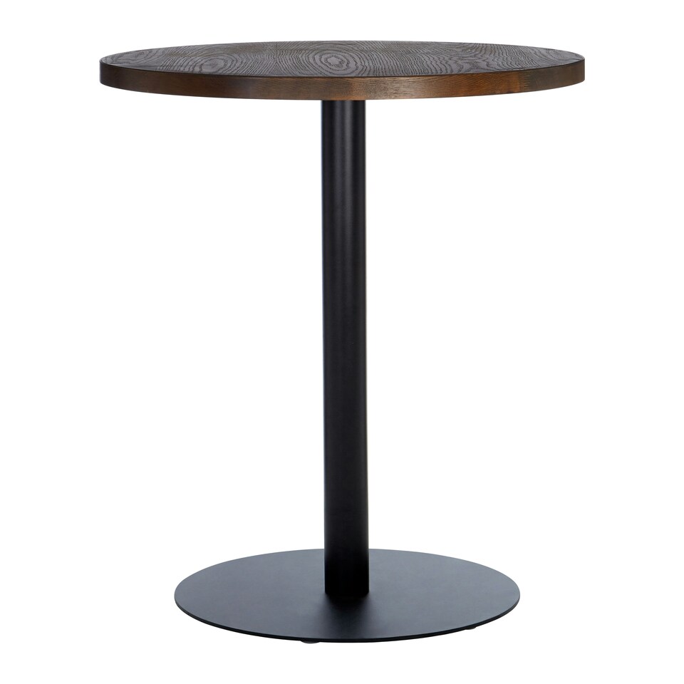 image 1 of Interiors by Premier Elegant Walnut Veneer Finished Table With Frost Black Leg, Stylish Round Design Garden Table, Solid Table