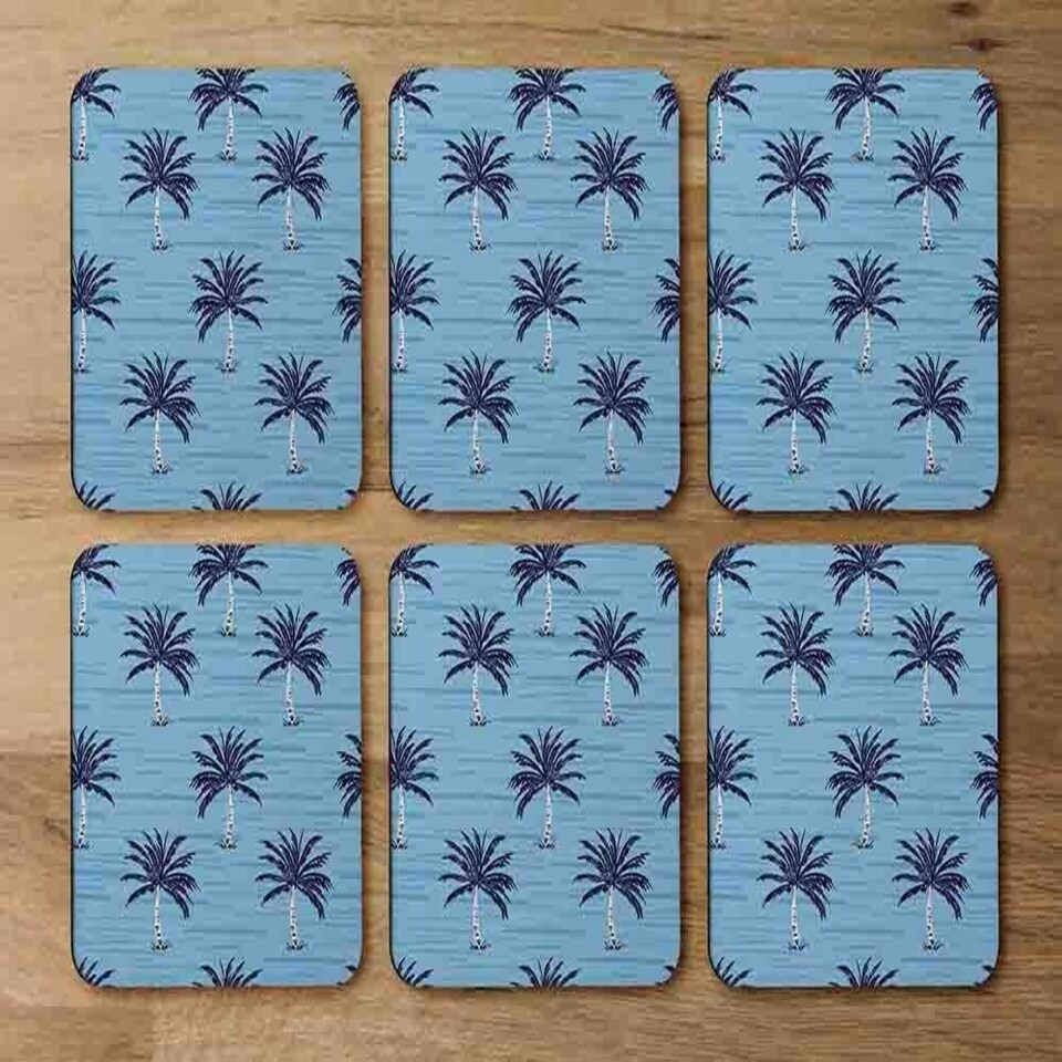 image 1 of Palm Trees on Blue (Coaster)