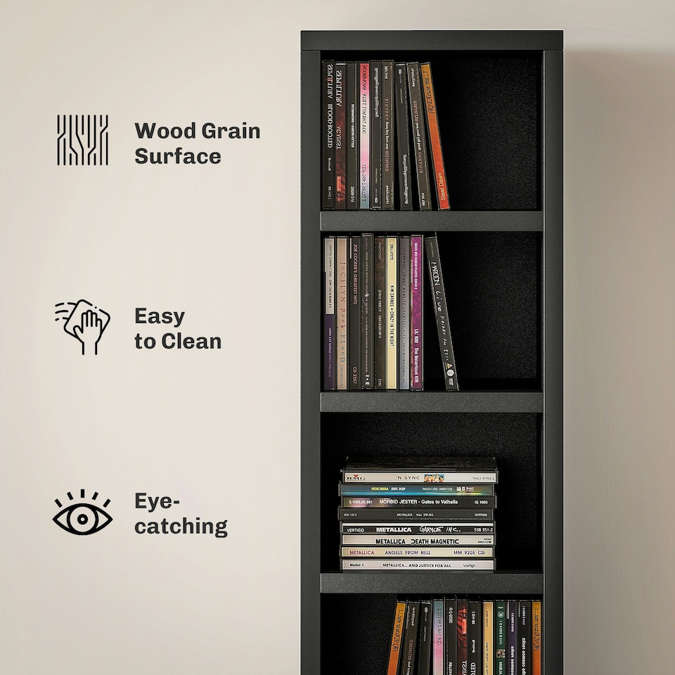 image 1 of HOMCOM 204 CD Storage Tower Tall Bookcase Bookshelf with 12 Cubes