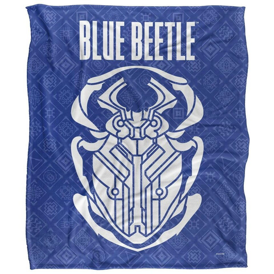 image 1 of Blue Beetle Repeat Print Blanket - Multicoloured - One Size
