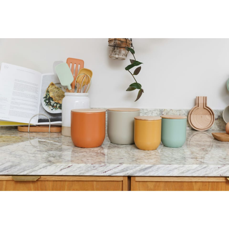 image 1 of KitchenCraft Kitchen Canister Putty Wood 12x12cm