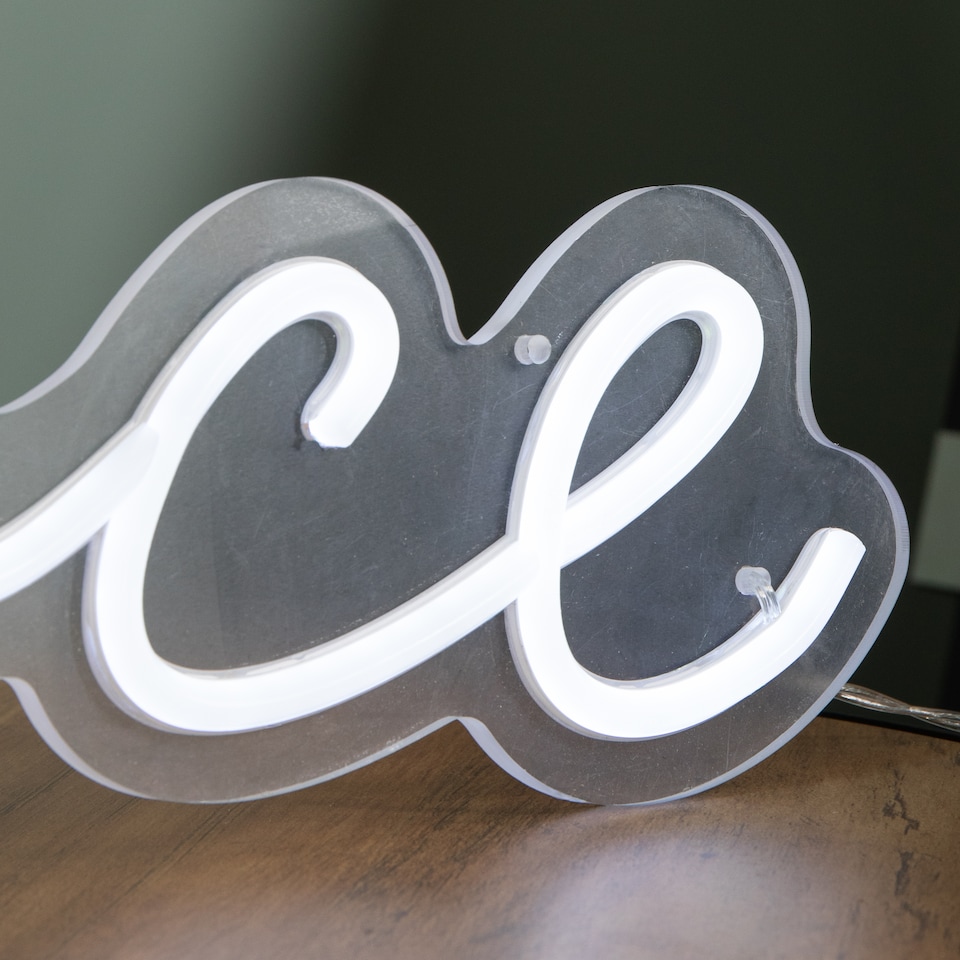 image 1 of 40cm Light up Neon Effect Peace Decorative Sign with 145 White LEDs