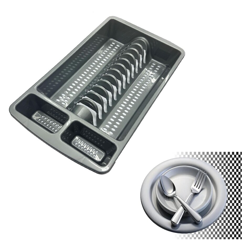 image 1 of 1 X Silver High Grade Dish Drainer Rack Kitchen Utensil Holder Drying Rack