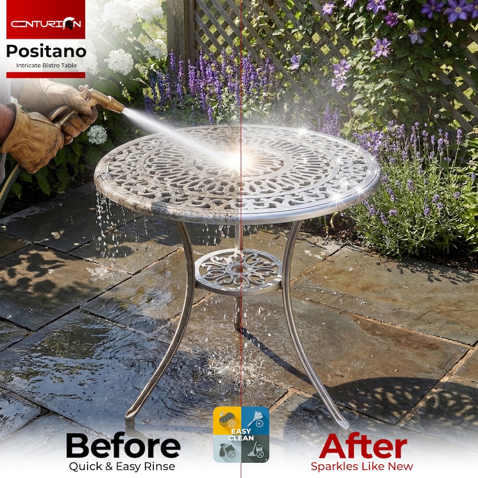 image 1 of Centurion Supports POSITANO Garden and Patio Grey Cast Aluminium Bistro Table | Grey | Grey