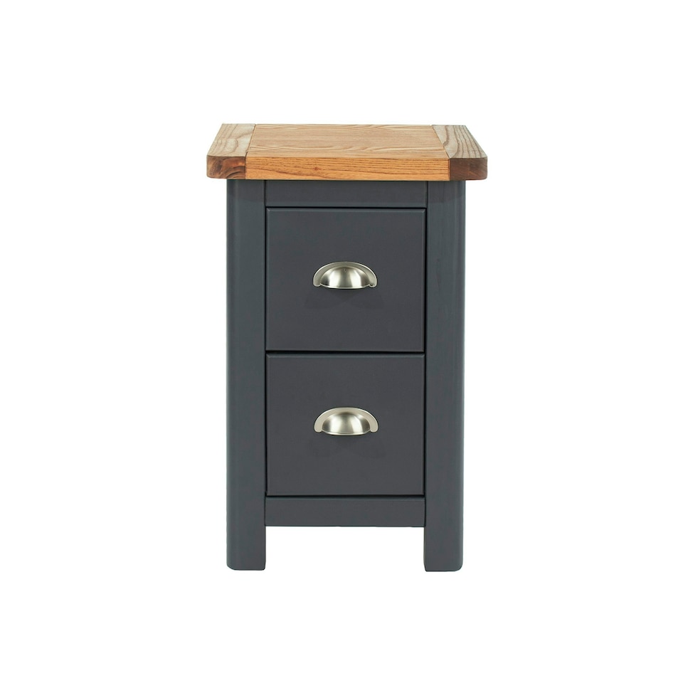image 1 of Dunkeld 2 Drawer Midnight Blue Petite Bedside Cabinet Blue | Antique Oak effect wax