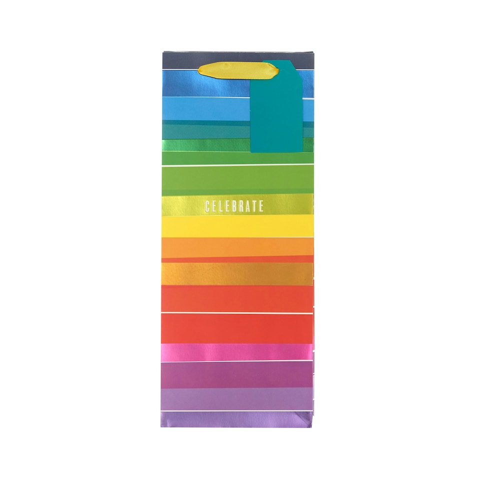 image 1 of Rainbow stripe Bottle Gift Bag - Pack of 3