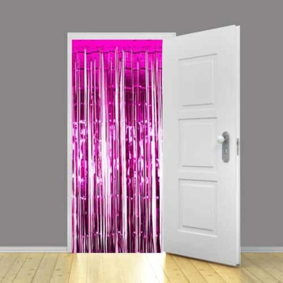 image 1 of Hot Pink Foil Door Curtain Backdrop 92cm x 244cm - Pack of 5