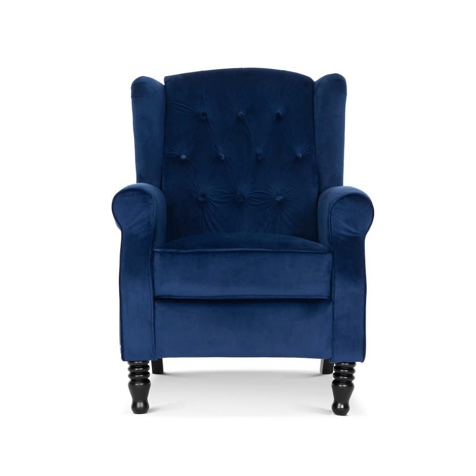 image 1 of Velvet Blue Marianna Manual Recliner Wingback Chair