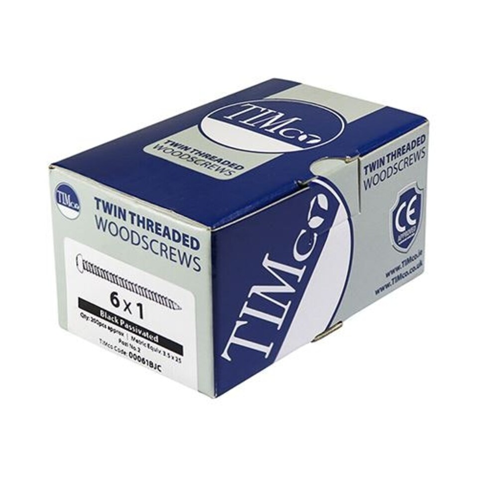 image 1 of Timco - Blackjax Woodscrews - PZ - Round - Black Organic (Size 6 x 3/4 - 200 Pieces)