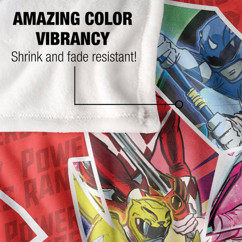 image 1 of Power Rangers Lightning Bolt Blanket - Multicoloured - One Size