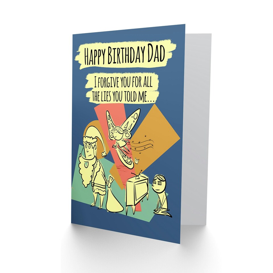 image 1 of Forgive Santa Tooth Fairy Lies Father Dad Funny Birthday Card