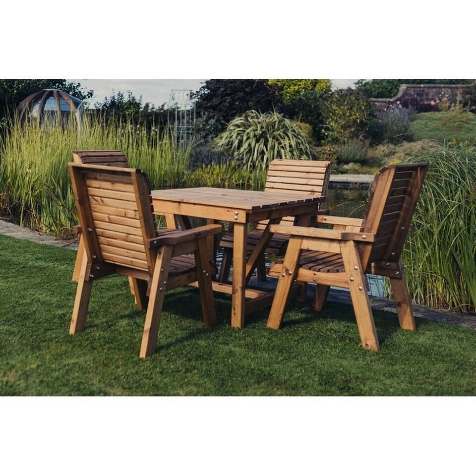image 1 of Valley 4 Seater Square 4XC - Timber - L190 x W190 x H95 cm - Minimal Assembly Required - Set of Waterproof Cushions Included