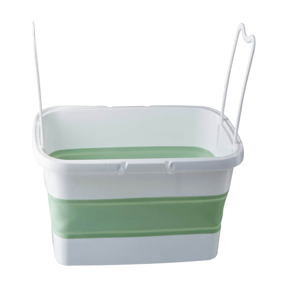 image 1 of Interiors By Premier Collapsible Laundry Basket in Green & White,Folding Hamper With Handles,Washing Bin,Foldable Utility Basket Green