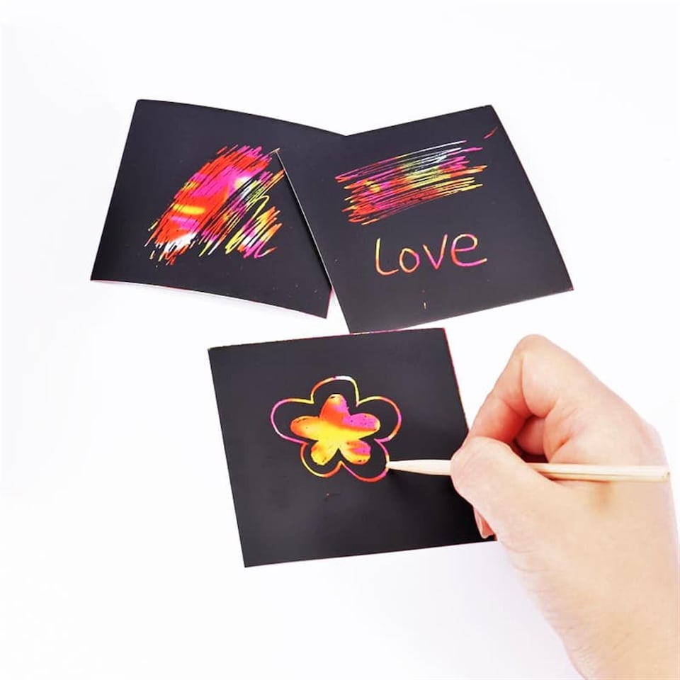 image 1 of Pack of 100 Sheets Creative Scratch Painting Art Paper For Kids 9 x 9cm