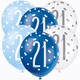 image 1 of Blue Glitz Age 21 Assorted Biodegradable Latex Balloons 30cm / 12 in - Pack of 6