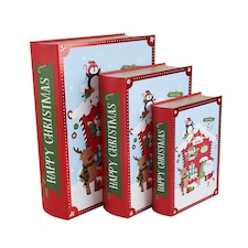 3 Pieces Christmas Book Box Santa Grotto