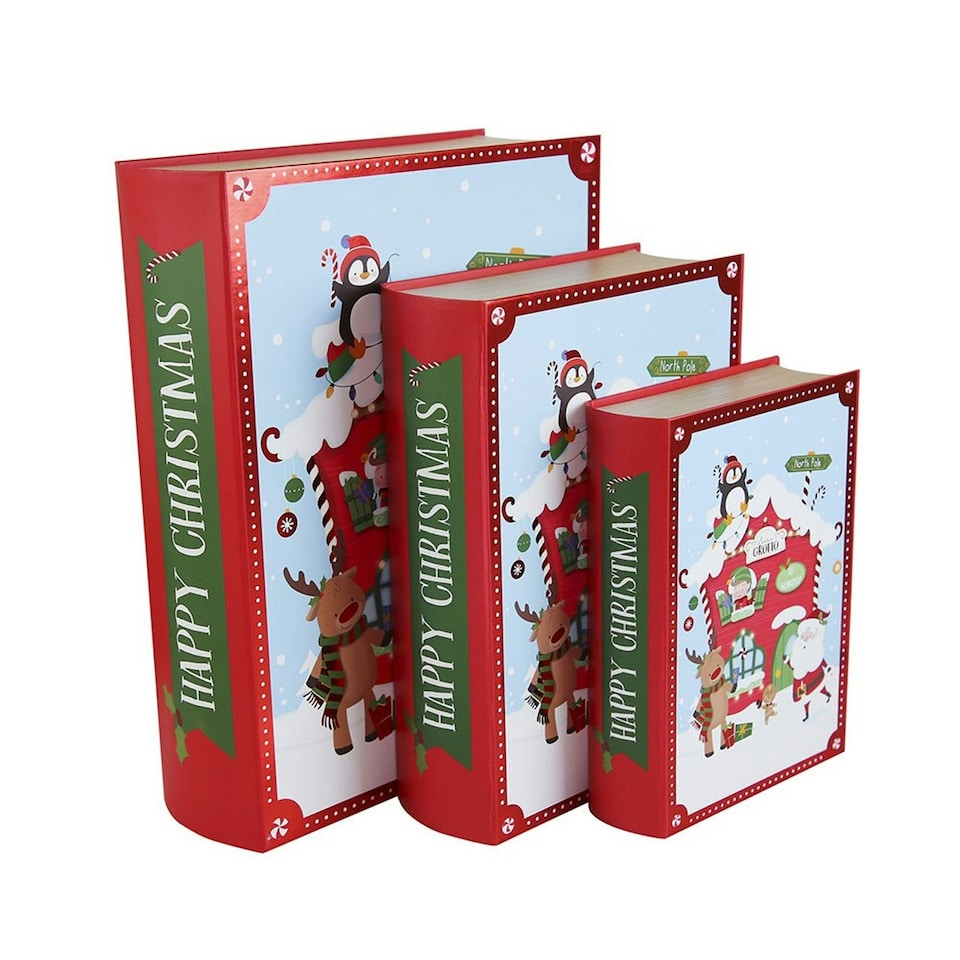 image 1 of 3 Pieces Christmas Book Box Santa Grotto