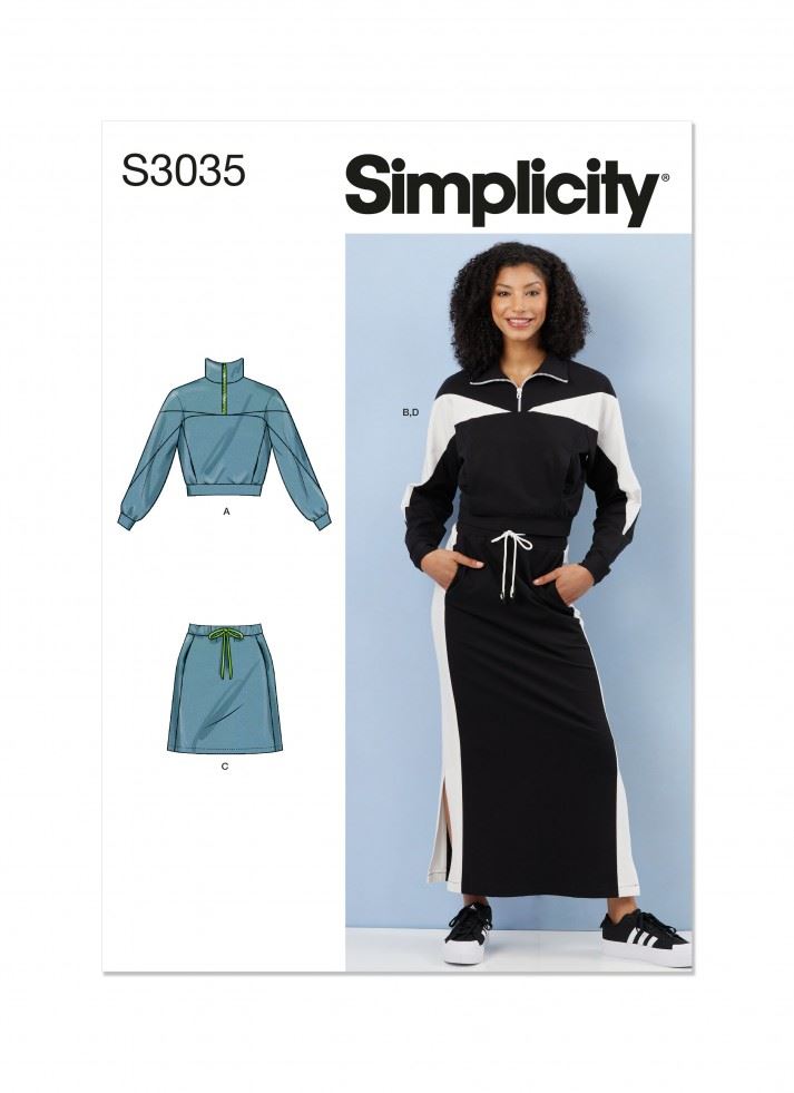 Simplicity 3035 Paper Sewing Pattern – Women’s Tops, Sweaters & Skirts, Size A (XS–S–M–L–XL–XXL), Intermediate