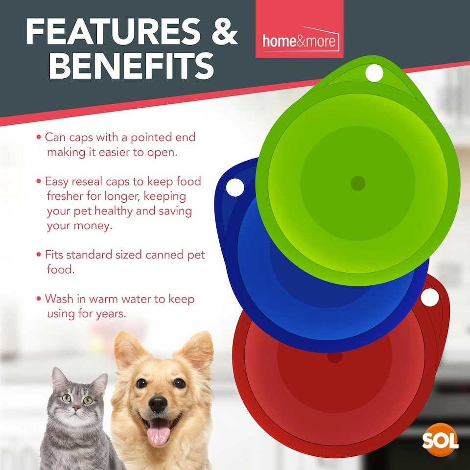 image 1 of SOL 6pk Plastic Can Lids for Tin Can – Silicone Tin Covers for Food Storage