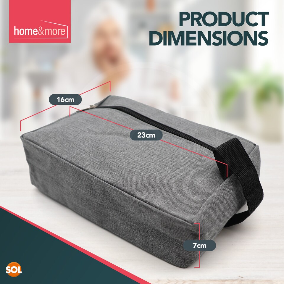 image 1 of 1pk Grey Men’s Wash Bag, Waterproof Toiletry Organiser with Handle, Compact Travel Grooming Bag for Bathroom, Gym & Work