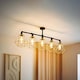 image 2 of ValueLights Luiggi 5 Way Black Ceiling Bar Diablo Gold Wire Shades and Bulbs
