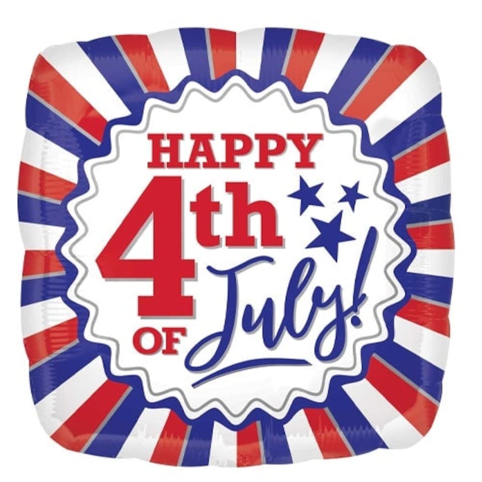 Happy 4th Of July USA Square Foil Helium Balloon 43cm / 17 in