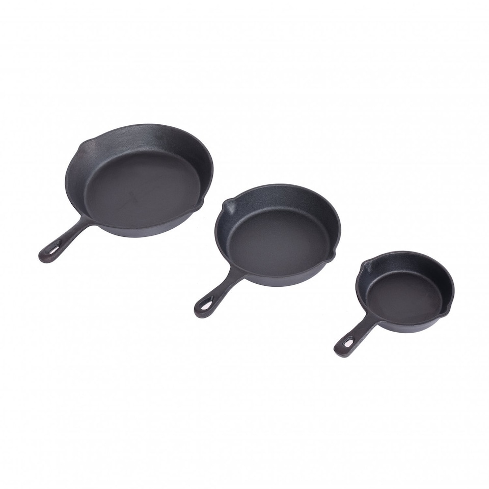 image 1 of Set of 3 Cast Iron Non Stick Skillet Frying Cooking Pans