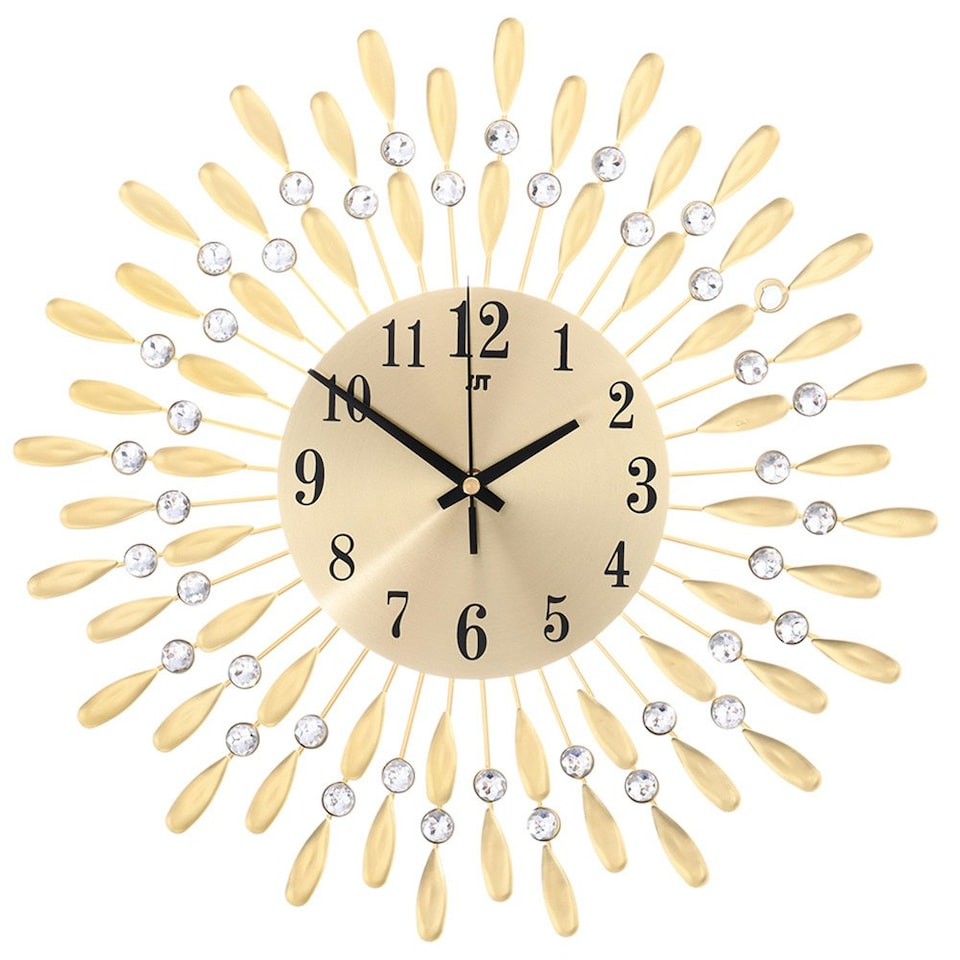 image 1 of Living and Home 3D Silent Drop-Shape Metal Wall Clock with Crystal