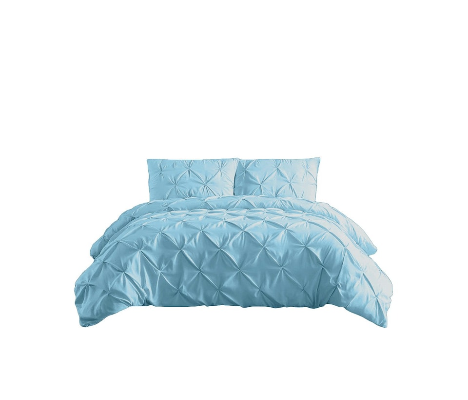 image 1 of Pintuck Pinch Pleated Polycotton Duvet Cover And Pillowcase/s Set Bed Linen Yellow | Yellow | Lemon | Single