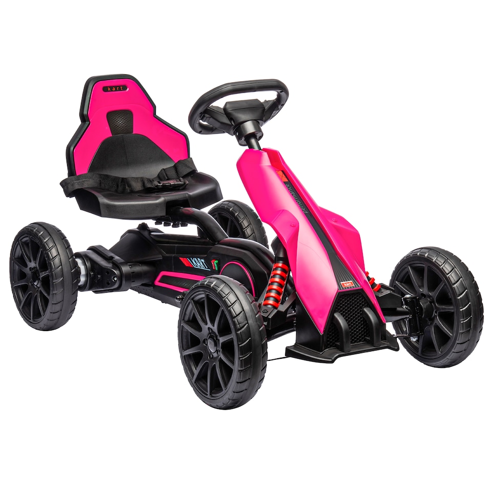 image 1 of HOMCOM Electric Go Kart for Kids, 12V Battery Powered Drift Kart with Dual Speed, Forward and Reverse, Safety Belt for Boys and Girls, Ages 3-8 Years, Pink