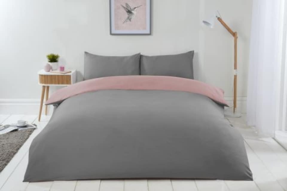 image 1 of Brights Reversible Duvet Single Bed BlushGrey