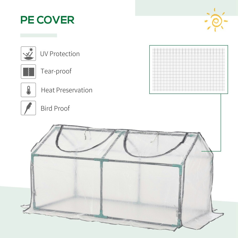 image 1 of Outsunny Greenhouse Plants Foil Tomato Vegetable House W/ 2 Windows White