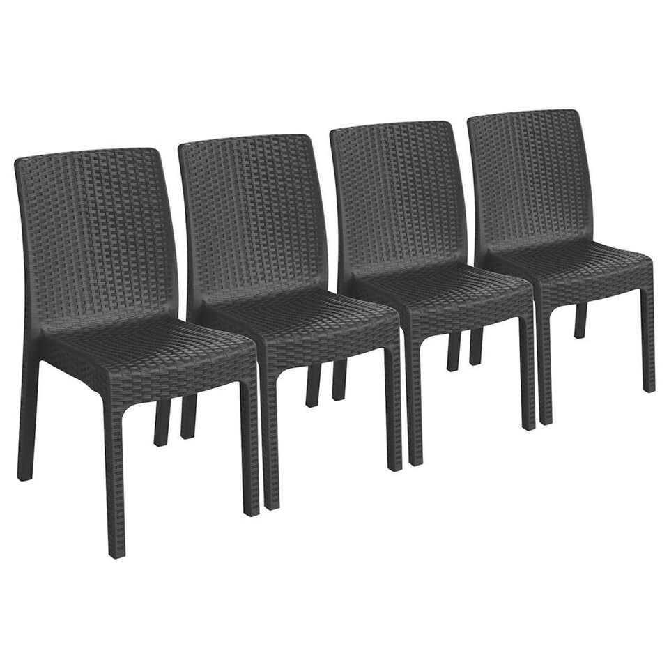 image 1 of Harbour Housewares Nilufer Rattan Effect Garden Dining Chairs - Pack of 4