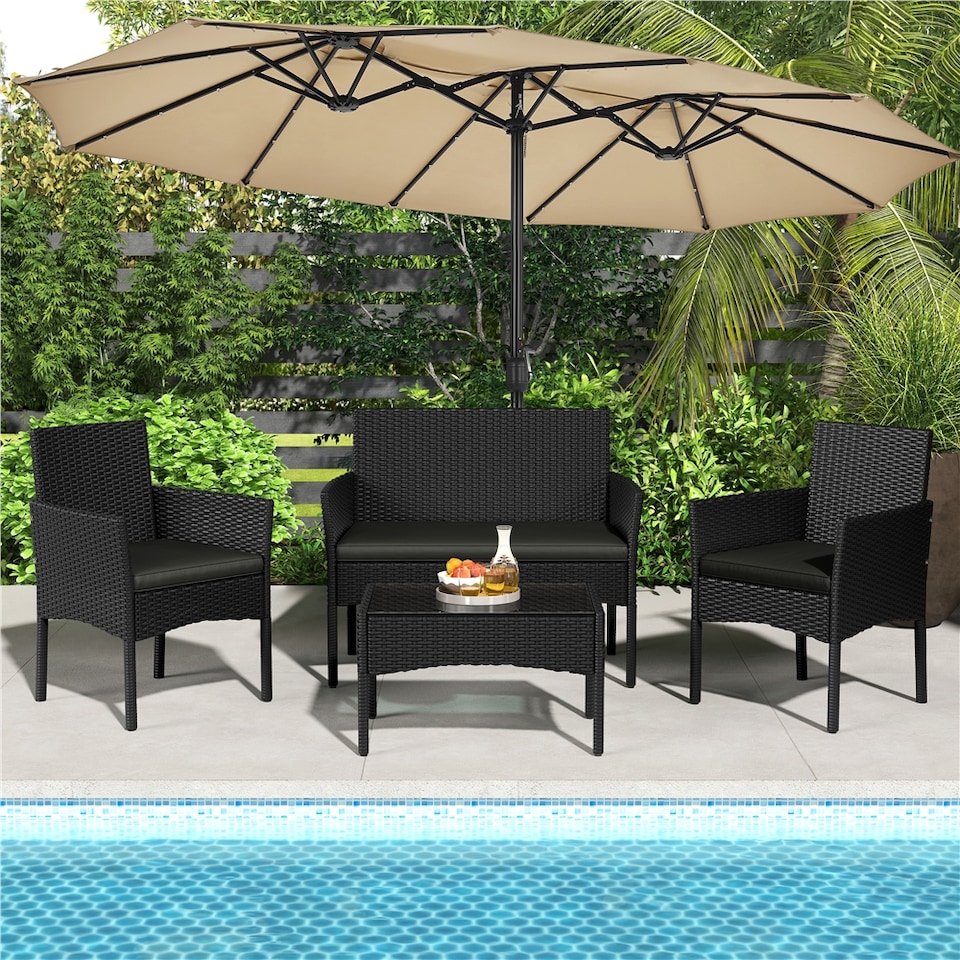 image 1 of Yaheetech 4-Piece Outdoor Reception Set-Black&Grey | Multi | Black/Grey