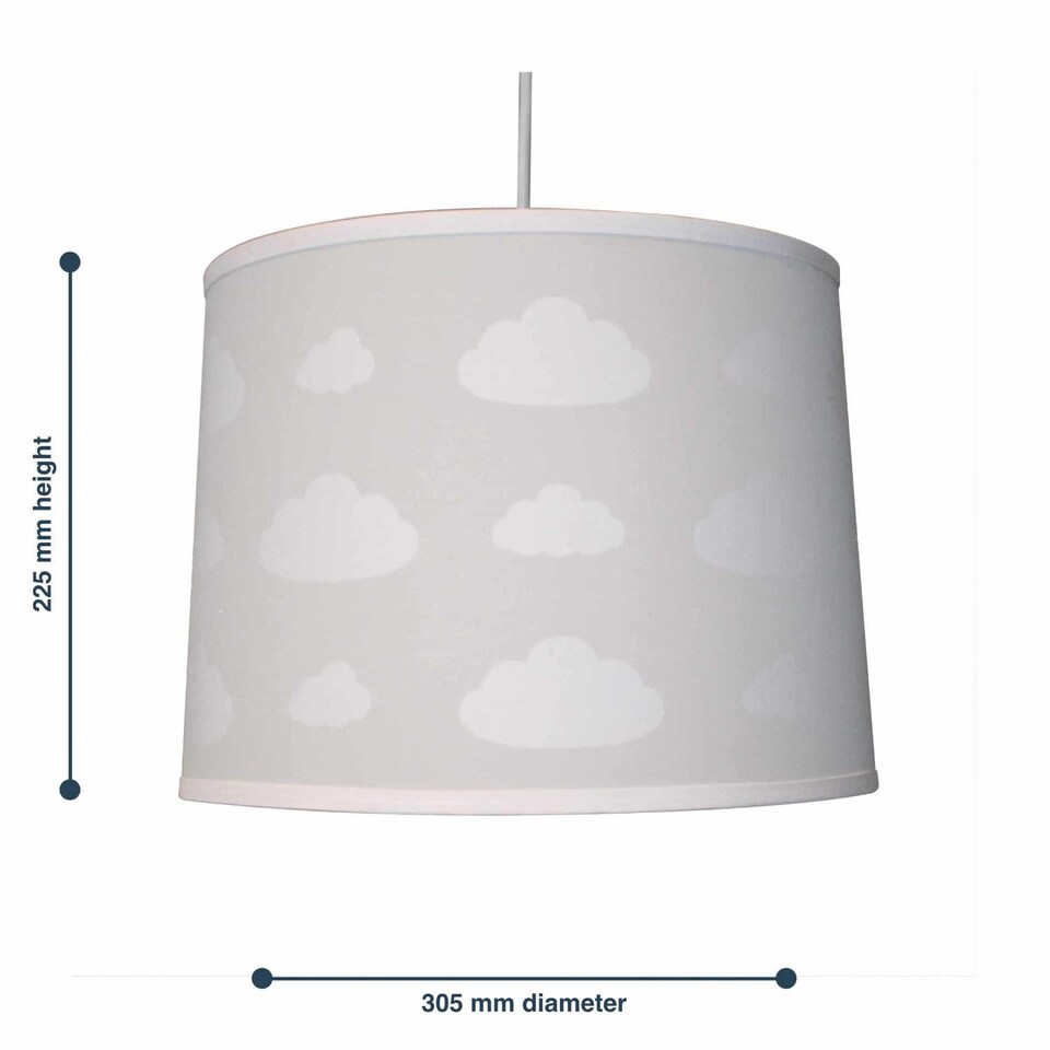 image 1 of Clouds - Light Grey Easy Fit Fabric Pendant Shade | Grey | Large | 1