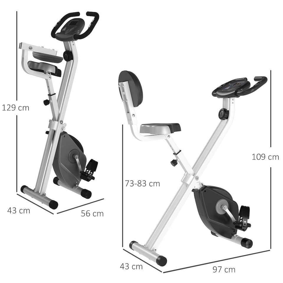 image 1 of HOMCOM Magnetic Resistance Exercise Bike Foldable LCD Adjustable Seat Grey