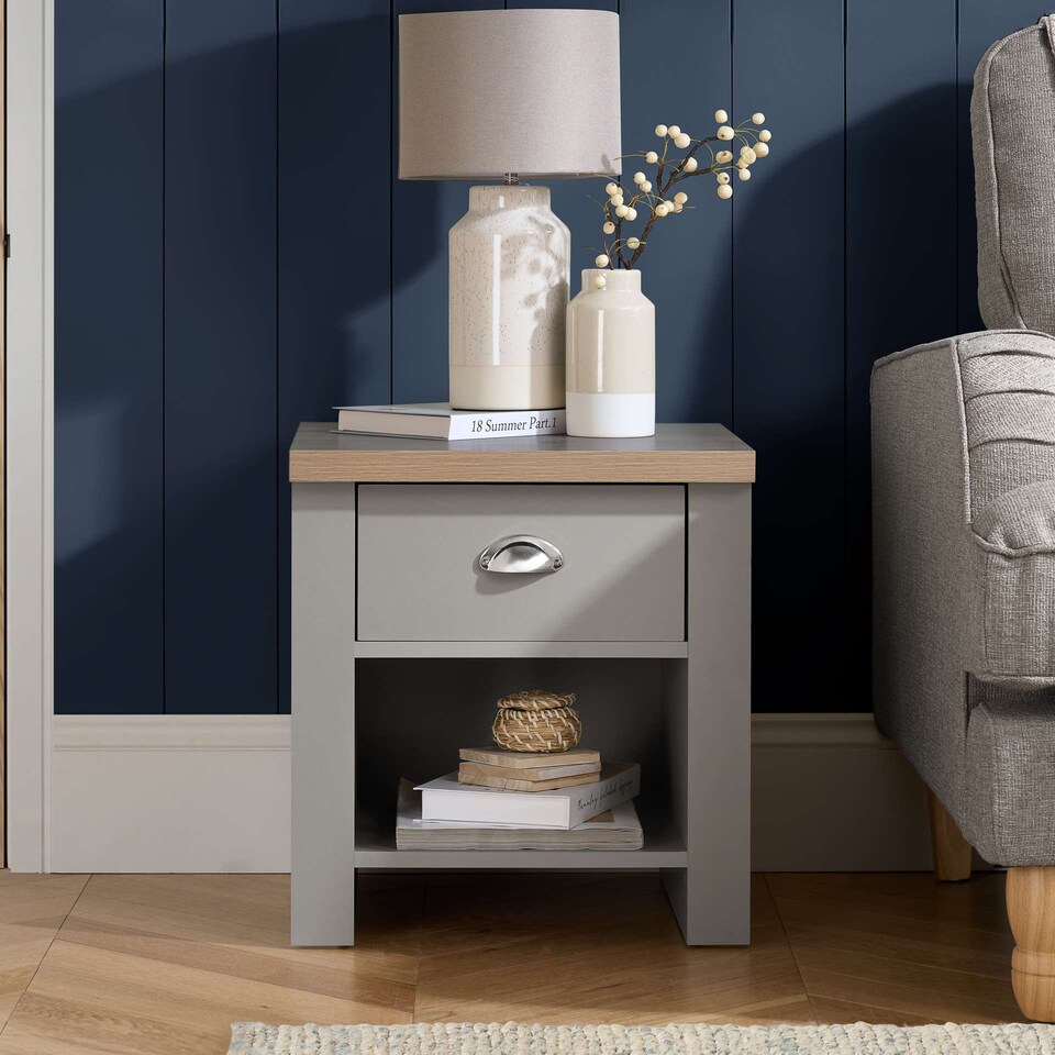 image 1 of Highgate 1 Drawer Lamp Table Grey