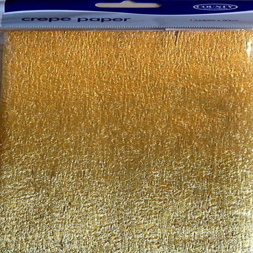 image 1 of Gold Metallic Crepe Paper Folded 1.5m x 50cm