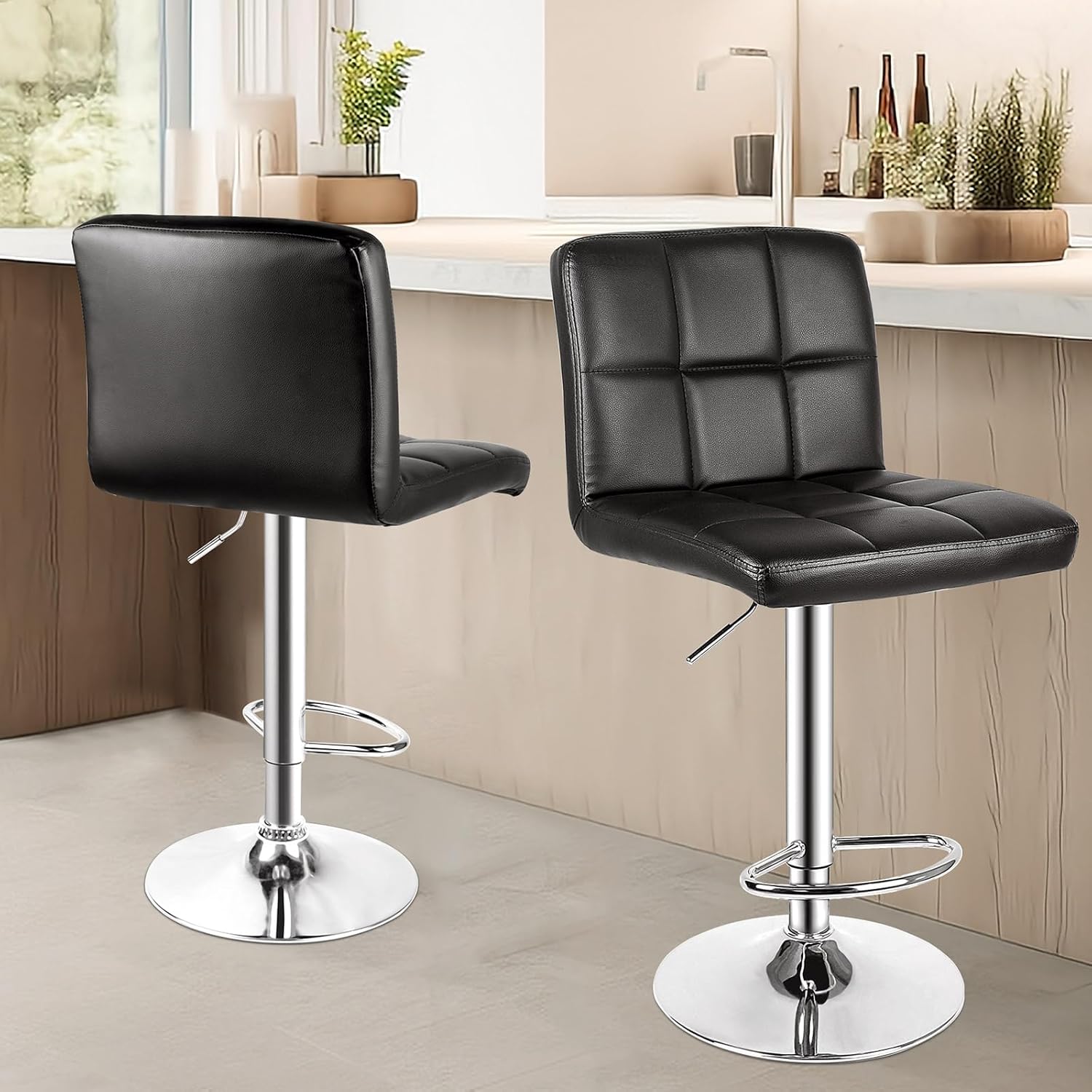 Rattantree Bar Stool Set Of 2 Swivel Upholstered Height Adjustable Bar Stool