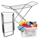 image 1 of Black Clothes Airer Metal Foldable Clothes Drying Rack With Winged Stand For Indoor & Outdoor Use