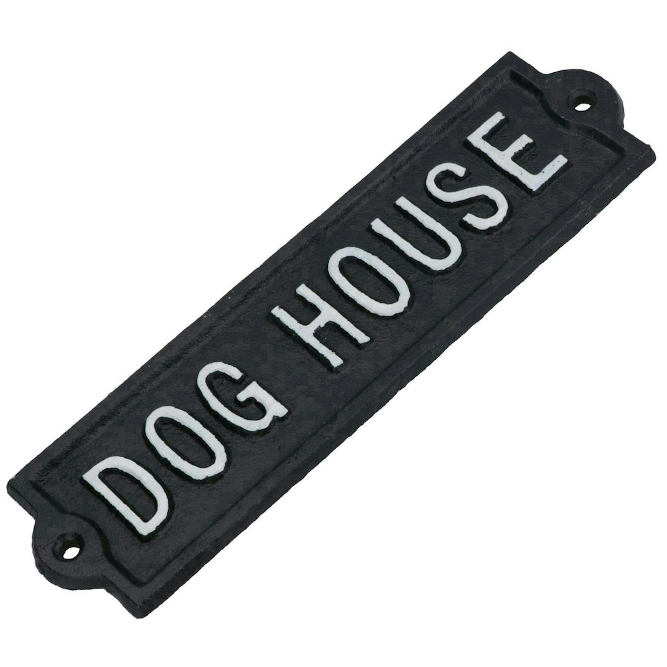 image 1 of Dog House Cast Iron Sign Plaque Wall Door Fence Gate Post House Garden Yard