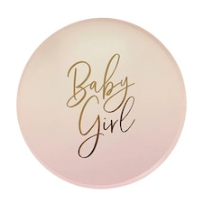 Pink Baby Girl Round Paper Plates 23cm - Pack of 8