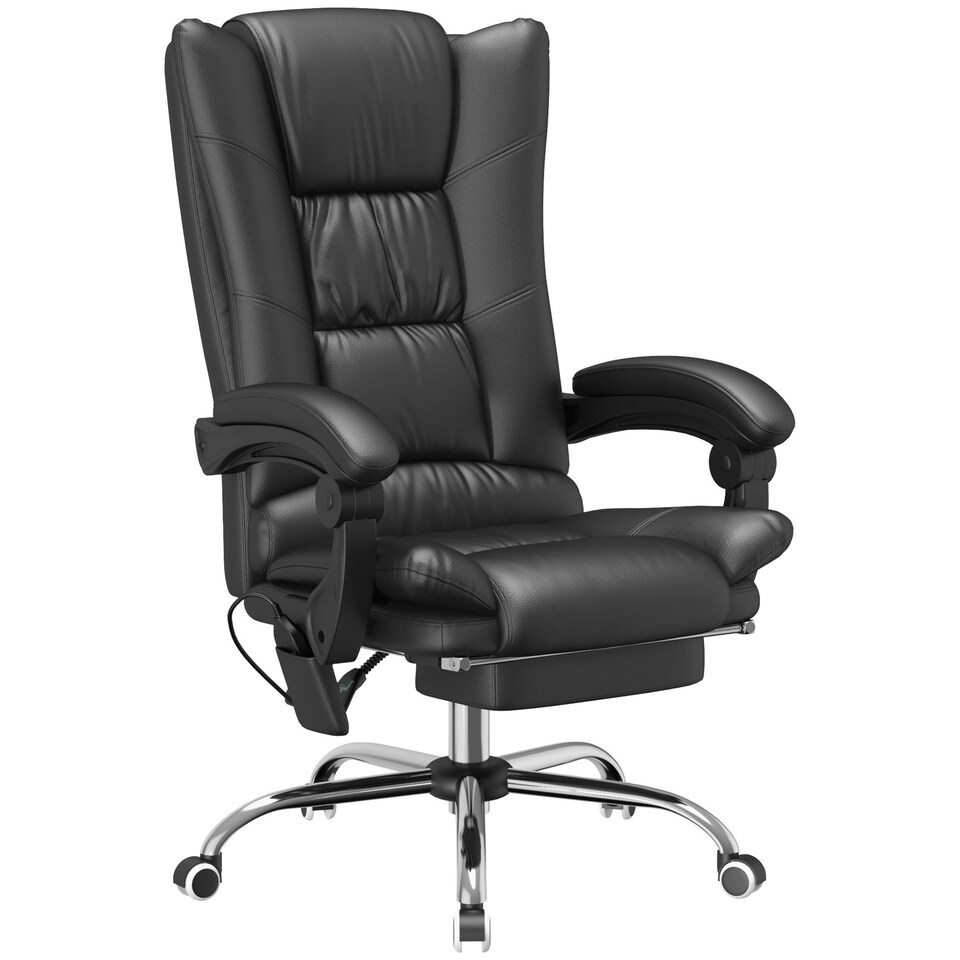 image 1 of Vinsetto PU Leather Vibration Massage Office Chair with Heat Black