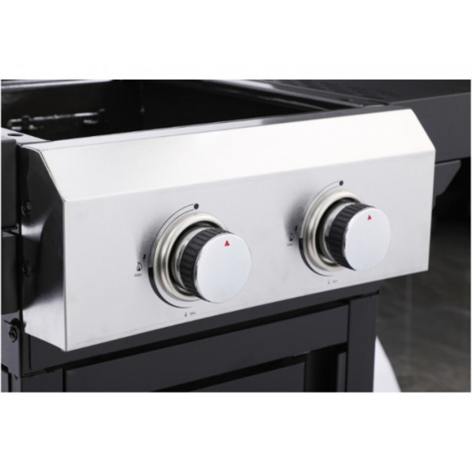 image 1 of 2 Burner Gas BBQ Grill or Pizza Oven with Foldable Tables & Thermometer - V01GQ012