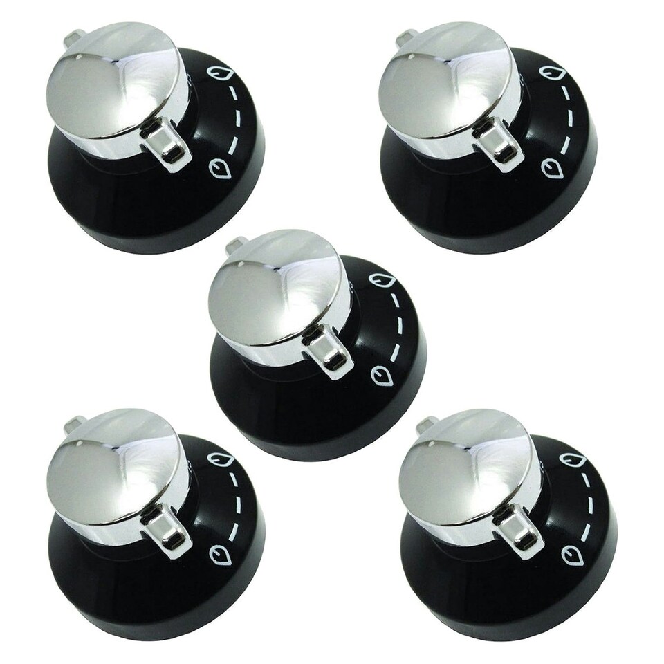 image 1 of SPARES2GO Control Knob for Stoves Newhome Oven Cooker (Pack of 5 Knobs) Black | Silver