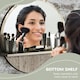 image 8 of kleankin Round Mirror for Wall Makeup Mirror with Shelf Grey Wood Effect