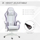 image 4 of Vinsetto Computer Gaming Chair, PU Leather Office Desk Chair with Footrest, Swivel Wheels, 135 Reclining Back, Lumbar Support, Headrest for Home, White and Purple