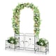 image 1 of COSTWAY Metal Garden Arbor Arch Trellis with 2 Side Planters