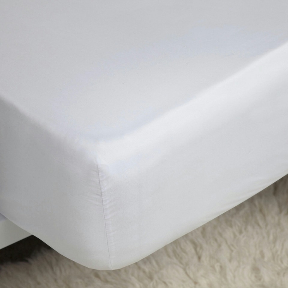 image 1 of Belledorm 200 Thread Count Cotton Percale Deep Fitted Sheet - White - Single